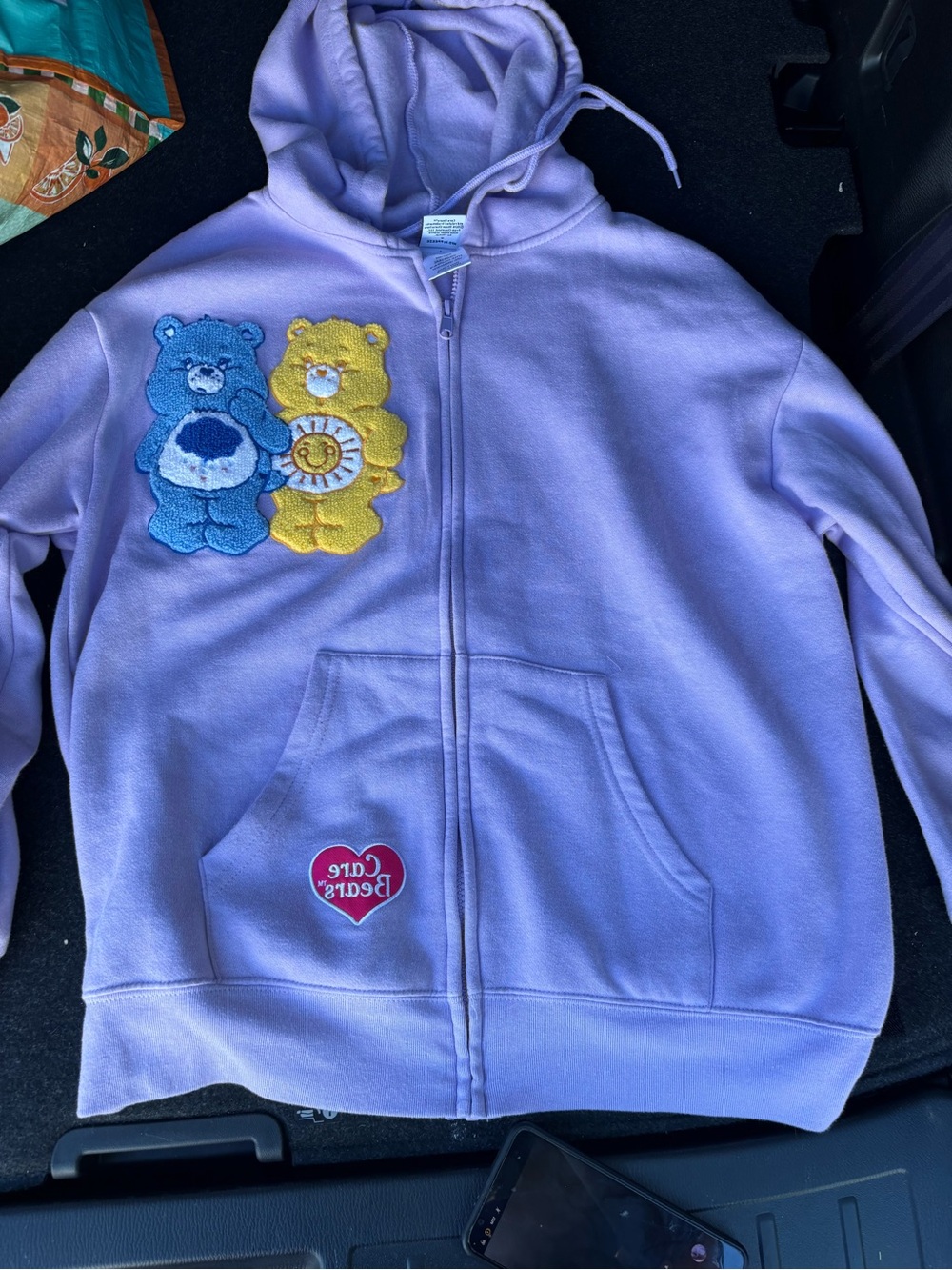 Care Bears Lavender Zip Hoodie with Blue and Yellow Appliqués